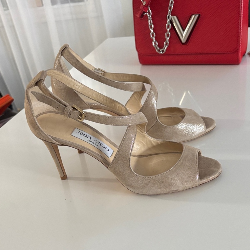 Jimmy Choo Shimmering Nude Heels
